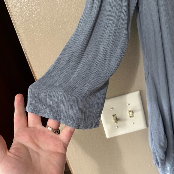 Knox Rose Blue Dress Long Sleeve Cut Out Shoulders Embroidered Stitching - Picture 2 of 9